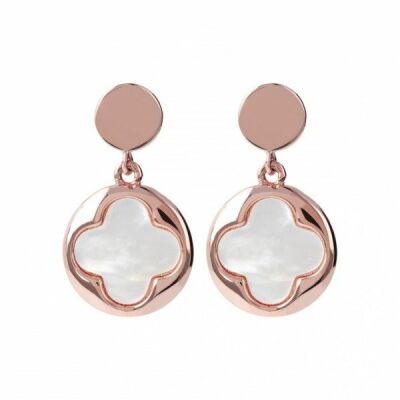 Boucles d\'oreilles Bronzallure Alba Four-Leaf Clover Nacre blanche