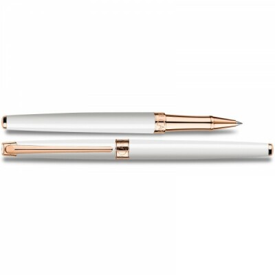 Stylo Caran d'Ache Roller LÉMAN SLIM Blanc Or Rose