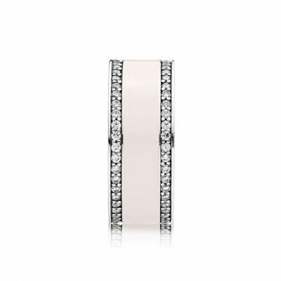 Bague PANDORA  Coeurs de Pandora Argent 925/1000, émail rose et oxydes de zirconium T.54