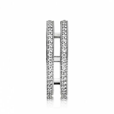 Bague PANDORA Double Coeurs de Pandora Argent 925/1000 et oxydes de zirconium T.52