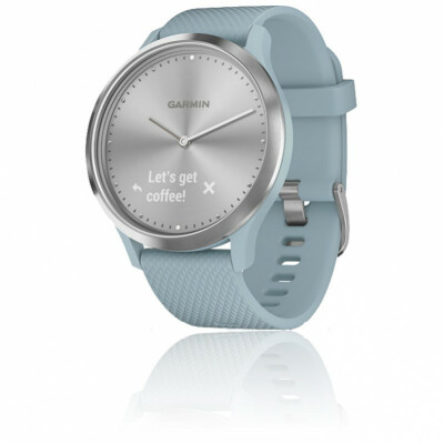 Montre connectée hybride Garmin Vívomove HR Sport silver avec bracelet silicone bleu