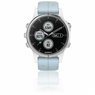 Montre connectée Garmin fenix 5S Plus Sapphire Premium silver avec bracelet bleu