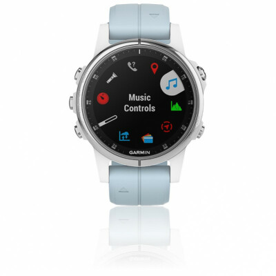 Montre connectée Garmin fenix 5S Plus Sapphire Premium silver avec bracelet bleu