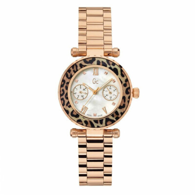 Montre GC Diver Chic Doré rose et motif léopard