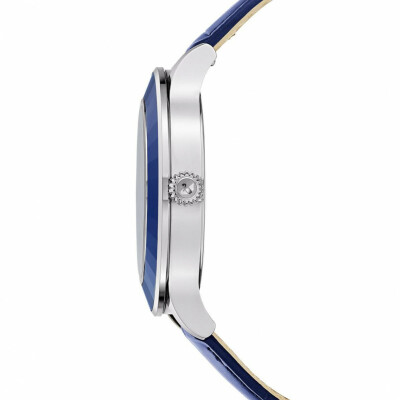 Montre Swarovski 5516305 - Octea Lux Cadran Phase Lune Bracelet Cuir Bleu Lunette Cristal Dark Indigo Femme