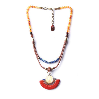 Collier Nature Bijoux MAHAJAMBA 2 rangs et pendentif