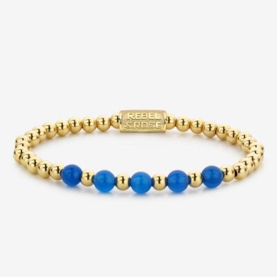 Bracelet Rebel & Rose More Balls Than Most - Yellow Gold meets Brightening Blue - 5 et 6mm