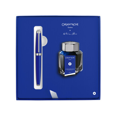 Coffret cadeau Stylo plume Caran d'Ache Léman KLEIN BLUE avec encrier Edition Limite