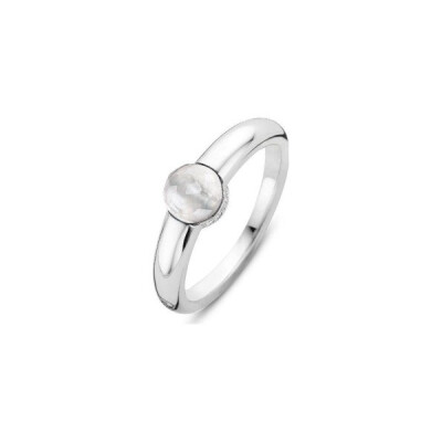 Bague TI SENTO en argent plaqué au rhodium et nacre T54