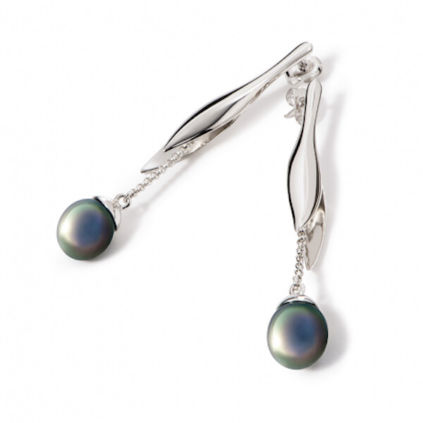 Boucles d'oreilles pendantes IZA.B Canopée Argent 925/1000 et Perles de Tahiti