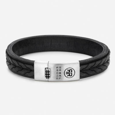 Bracelet Rebel & Rose Absolutely Leather - 2 Stranded 925 Black XL - 11mm