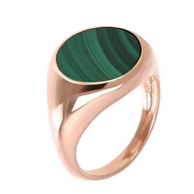 Bague Bronzallure Alba Petite Chevalière Malachite verte T56