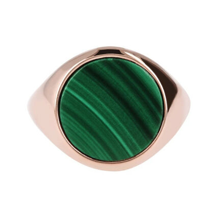 Bague Bronzallure Alba Petite Chevalière Malachite verte T56