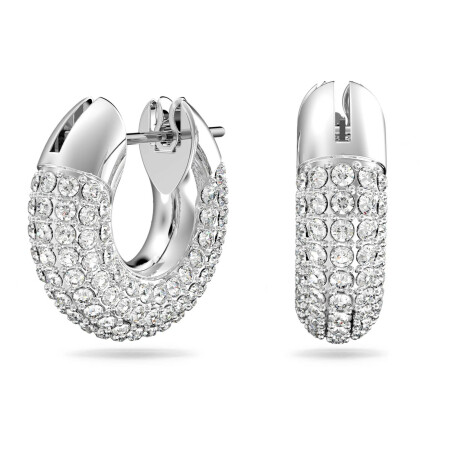 Boucles d'oreilles Swarovski Collection II Dextera anneaux en métal rhodié pavés de cristaux