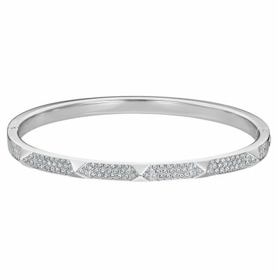 Bracelet jonc Swarovski Tactic métal rhodié ouvrant serti de cristaux