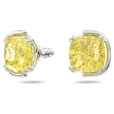 Boucles d'oreilles Swarovski Collection II Harmonia métal rhodié , cristaux jaunes taille coussin