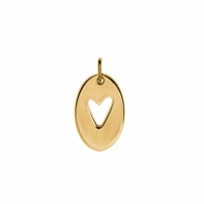 Pendentif Saunier Duo , plaque ovale coeur , plaqué or