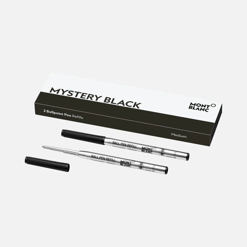 2 recharges Montblanc pour stylo bille pointe Médium Mystery Black