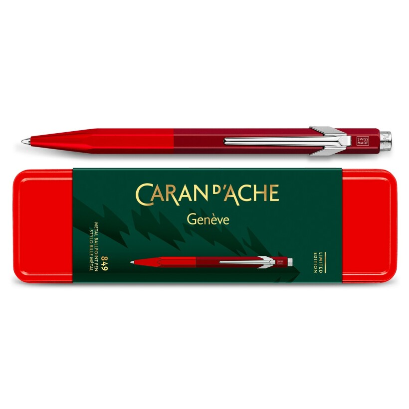 Stylo Bille Caran d'Ache 849 WONDER FOREST Rouge - Édition Limitée