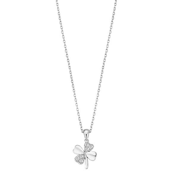 Collier Lotus Silver motif trèfle en argent et oxydes de zirconium LP3108-1/1