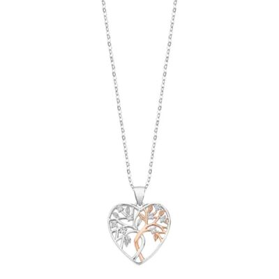 Collier Lotus Silver Tree of life bicolore en argent motif coeur arbre de vie LP3304-1/1