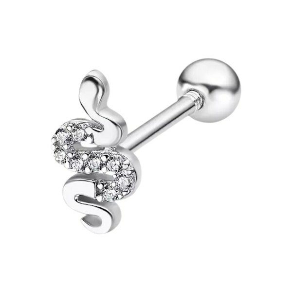 Piercing LOTUS Silver Earparty en argent motif serpent avec cristaux