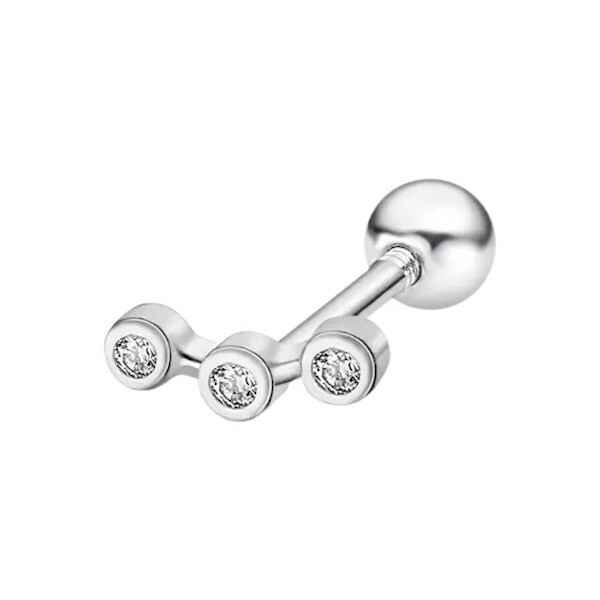 Piercing LOTUS Silver Earparty en argent et cristaux