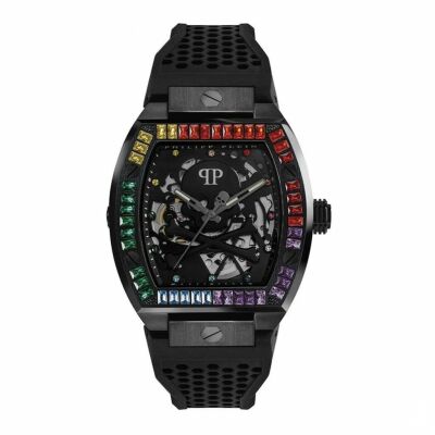Montre Philipp Plein The $keleton Noir/Cristaux multicolores 44mm