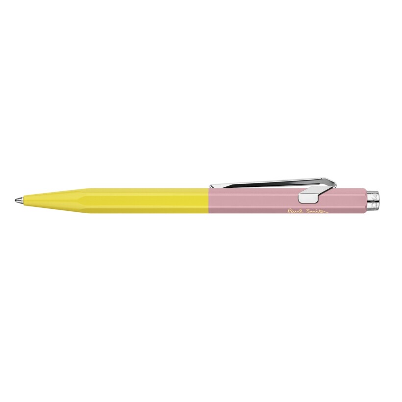 Stylo Bille Caran d'Ache 849 PAUL SMITH Chartreuse Yellow & Rose Pink - Édition Limitée