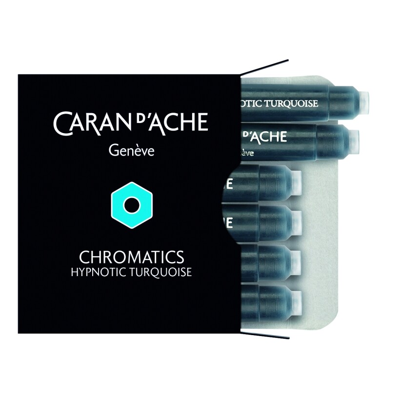 Boite de 6 Cartouches Caran d'Ache Plume CHROMATICS Hypnotic Turquoise