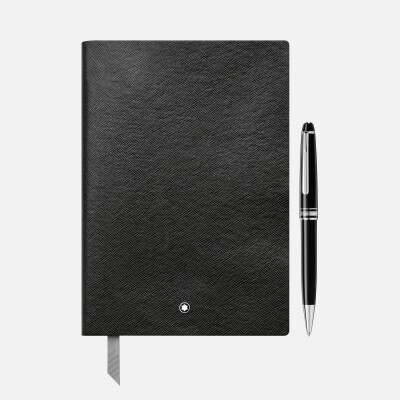 Coffret Montblanc stylo bille platiné Meisterstück Classique et Carnet #146 noir