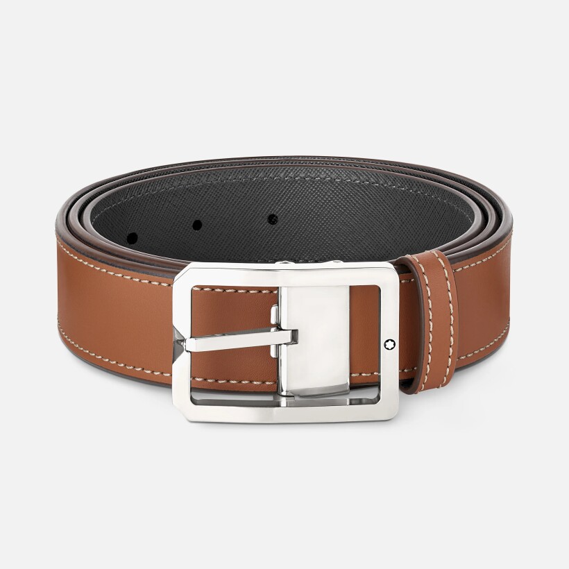 Ceinture Montblanc réversible de 35 mm en cuir naturel/gris