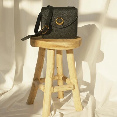 Sac bandoulière nat & nin Cara Noir Grainé - Cuir grainé