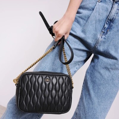 Sac caméra nat & nin Emma Noir - Cuir lisse