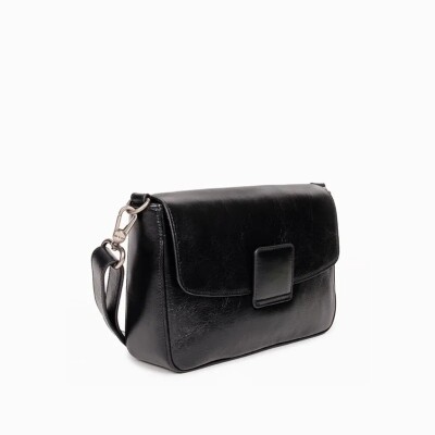 Sac bandoulière nat & nin Freja Noir Glacé - Cuir glacé craquelé
