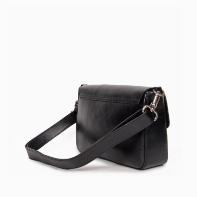 Sac bandoulière nat & nin Freja Noir Glacé - Cuir glacé craquelé
