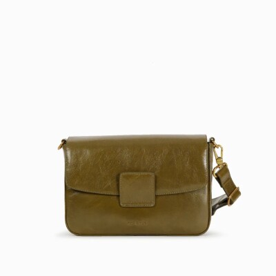 Sac bandoulière nat & nin Freja Romarin - Cuir glacé craquelé