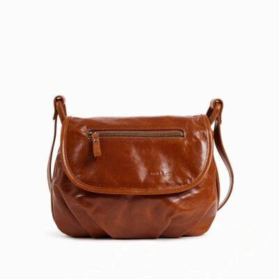 Sac porté épaule nat & nin Jen Cognac - Cuir Glacé craquelé