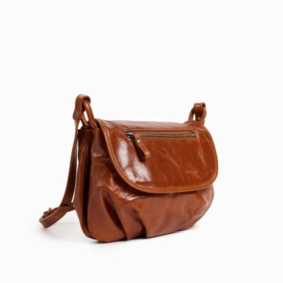 Sac porté épaule nat & nin Jen Cognac - Cuir Glacé craquelé