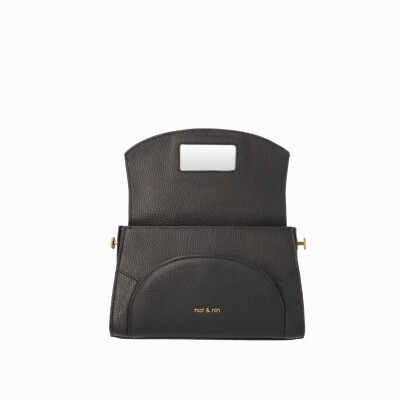 Sac bandoulière nat & nin Kamy Noir grainé - Cuir grainé