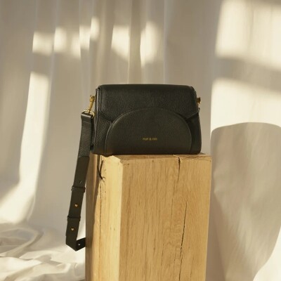 Sac bandoulière nat & nin Kamy Noir grainé - Cuir grainé