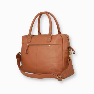 Sac cabas nat & nin Macy Pécan - Cuir grainé