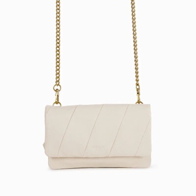 Pochette nat & nin Max Vanille - Cuir glacé craquelé