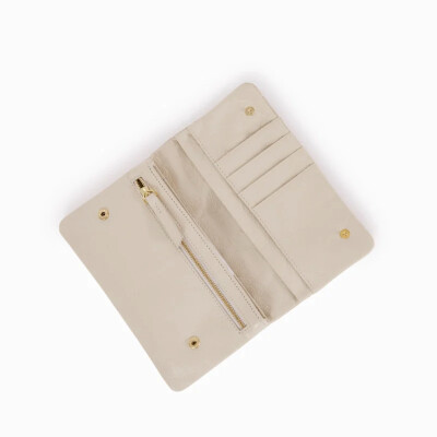 Pochette nat & nin Max Vanille - Cuir glacé craquelé
