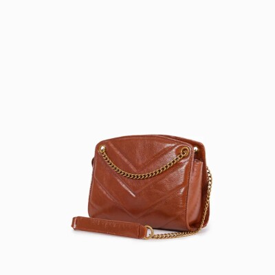 Sac à main nat & nin Mini Simone Cognac - Cuir glacé craquelé