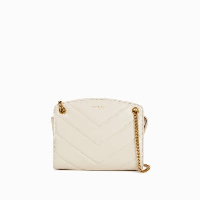 Sac à main nat & nin Mini Simone Vanille - Cuir glacé craquelé
