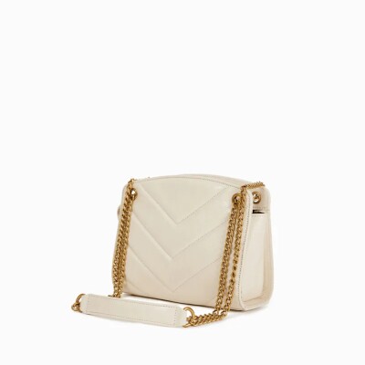 Sac à main nat & nin Mini Simone Vanille - Cuir glacé craquelé