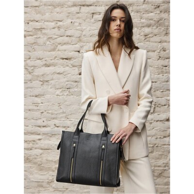 Sac à main nat & nin Opéra Noir Grainé - Cuir grainé