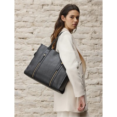 Sac à main nat & nin Opéra Noir Grainé - Cuir grainé
