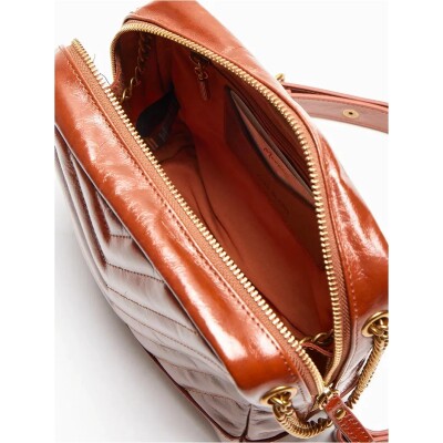 Sac porté épaule nat & nin Rio Cognac Glacé - Cuir glacé craquelé